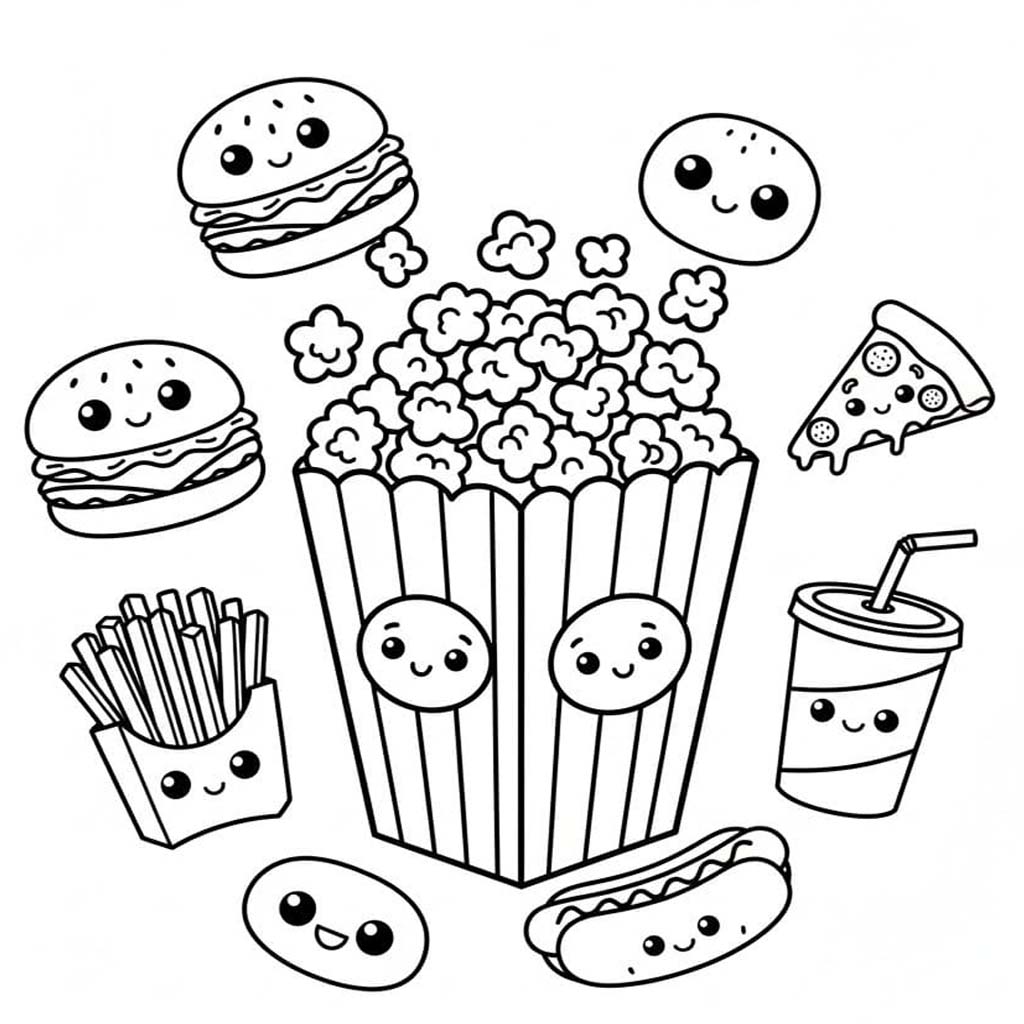 印刷可能 ポップコーン 描く ぬりえ