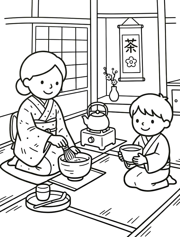 印刷可能 茶道 描く ぬりえ