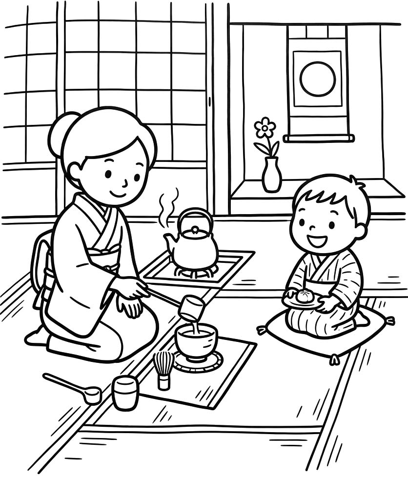 印刷可能 茶道 ぬりえ