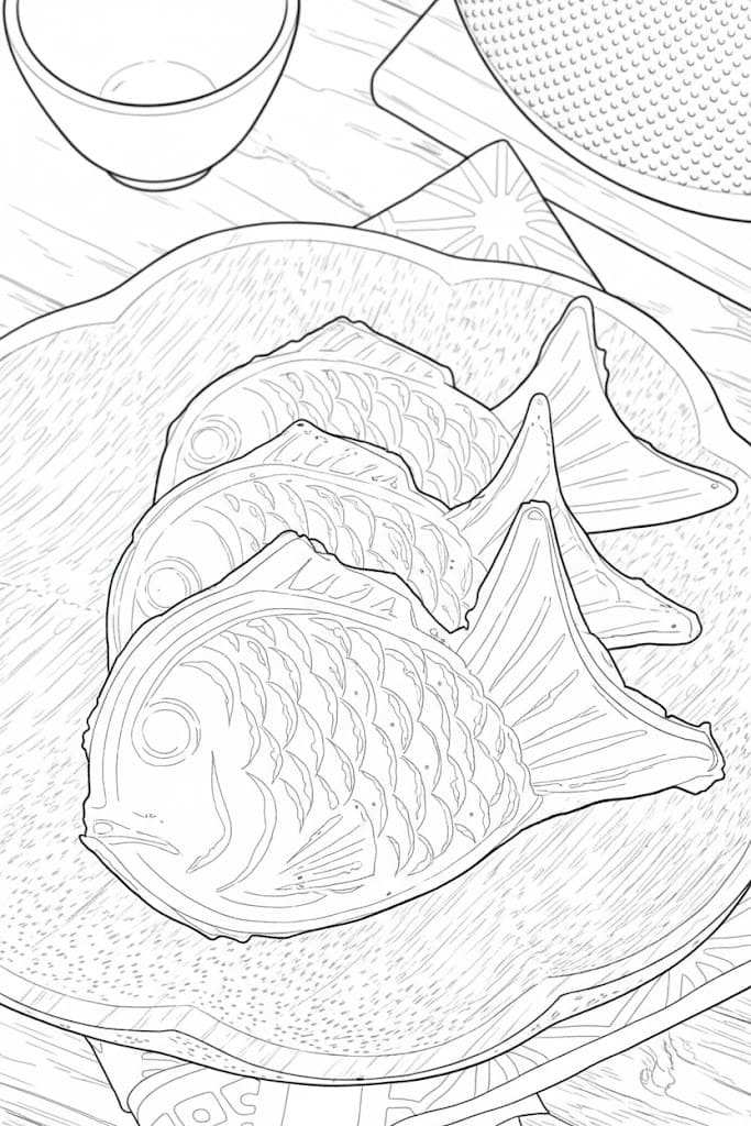 印刷可能 たい焼き ぬりえ