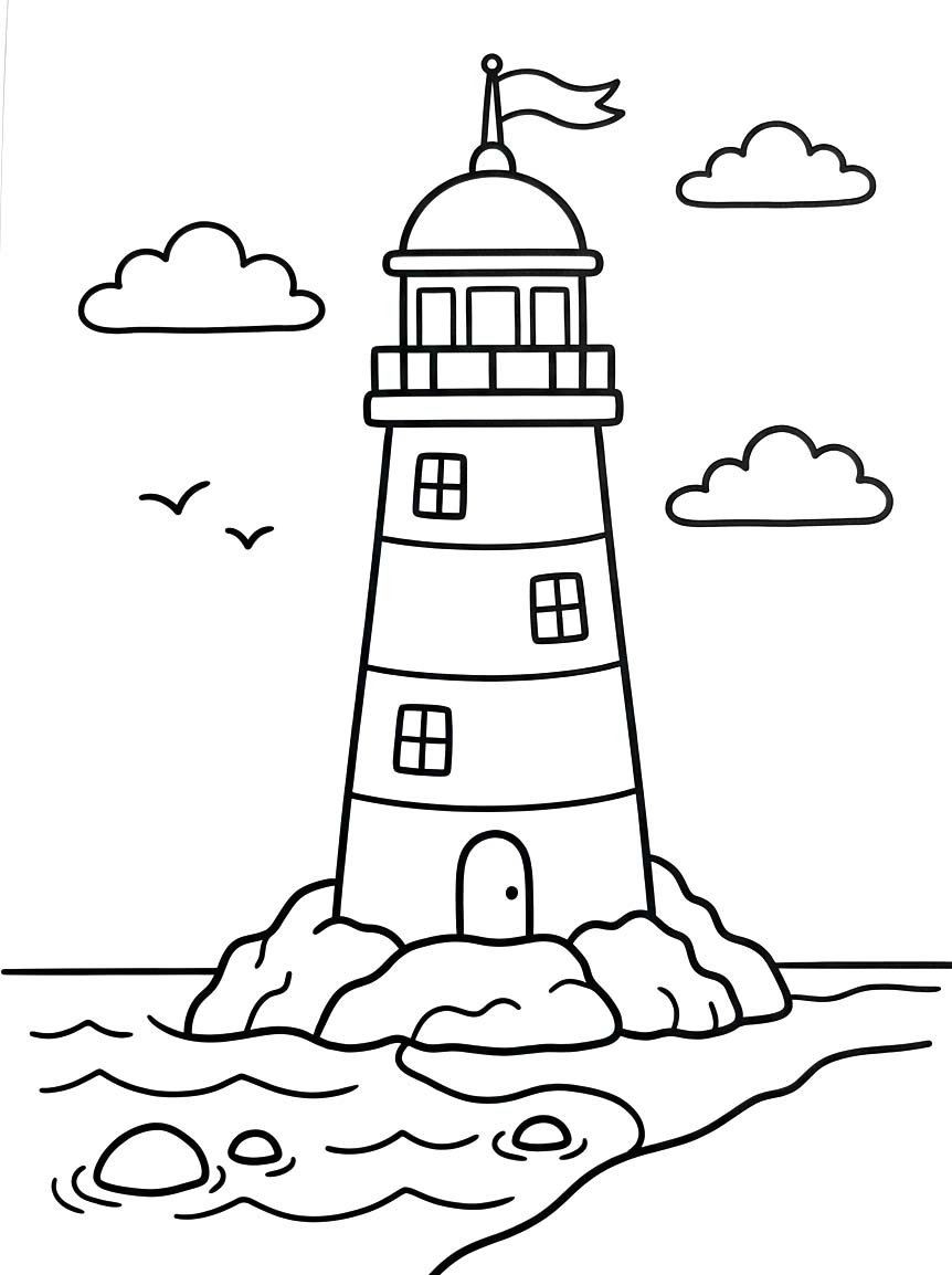 印刷可能 灯台 描く ぬりえ