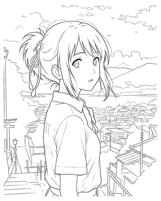 印刷 君の名は。描く ぬりえ