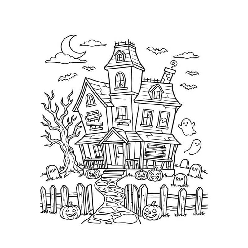 印刷 お化け屋敷 描く ぬりえ