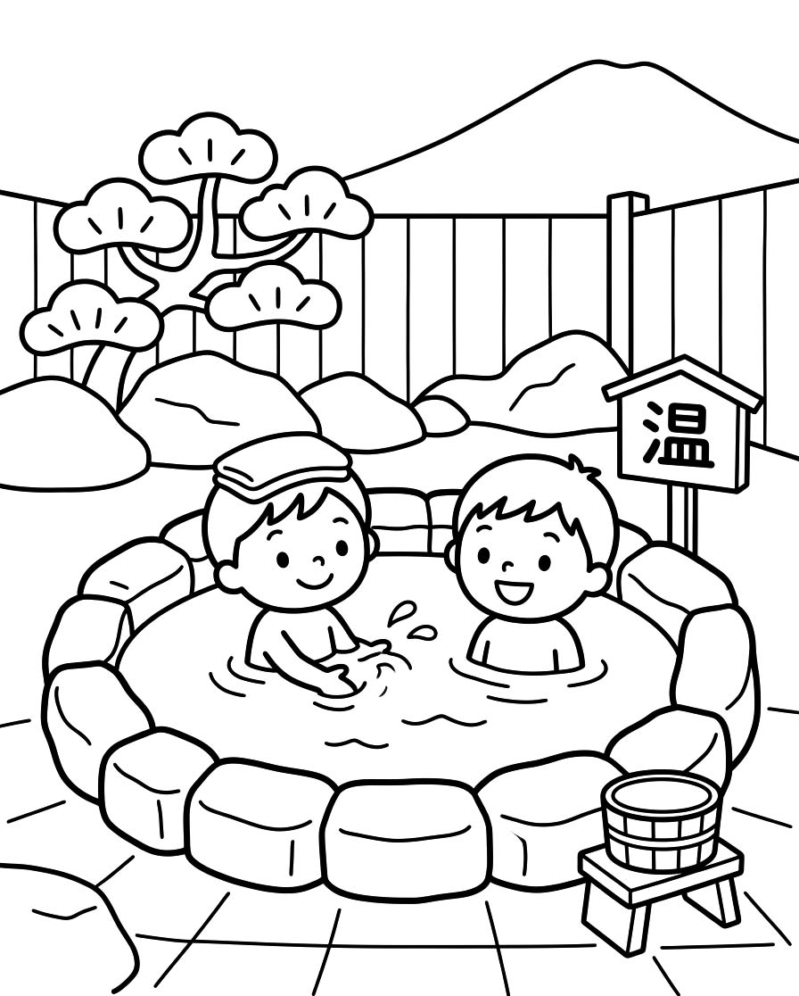 印刷 温泉 描く ぬりえ
