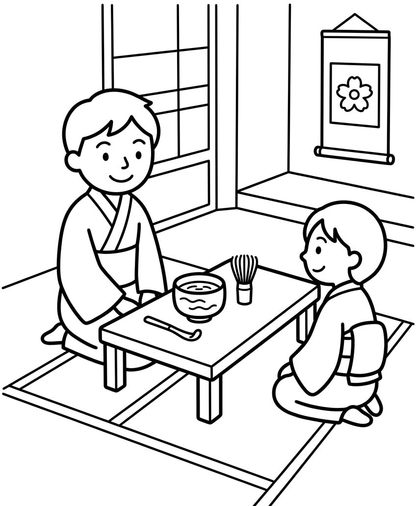 印刷 茶道 描く ぬりえ