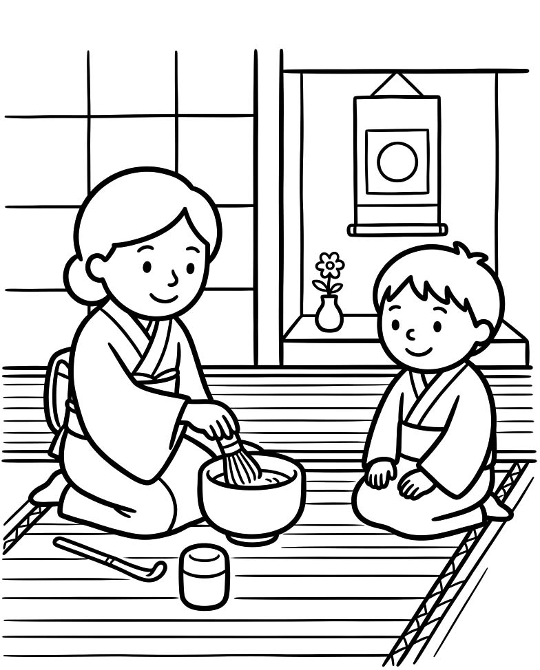 印刷 茶道 ぬりえ