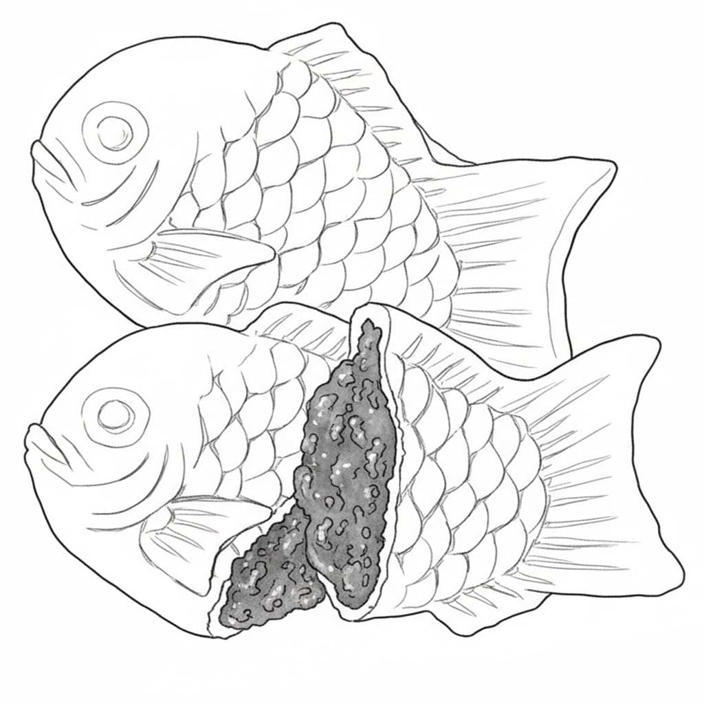 印刷 たい焼き描く ぬりえ