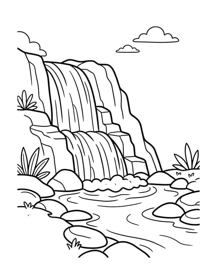 印刷 滝 描く ぬりえ