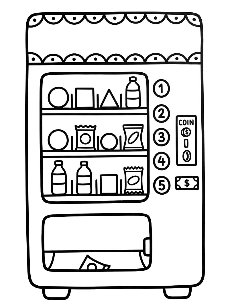 自動販売機 描画 ぬりえ