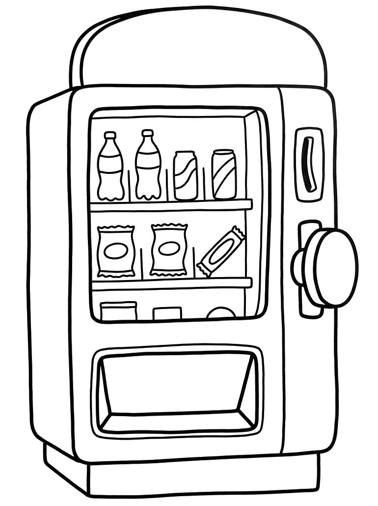 自動販売機 単純 ぬりえ