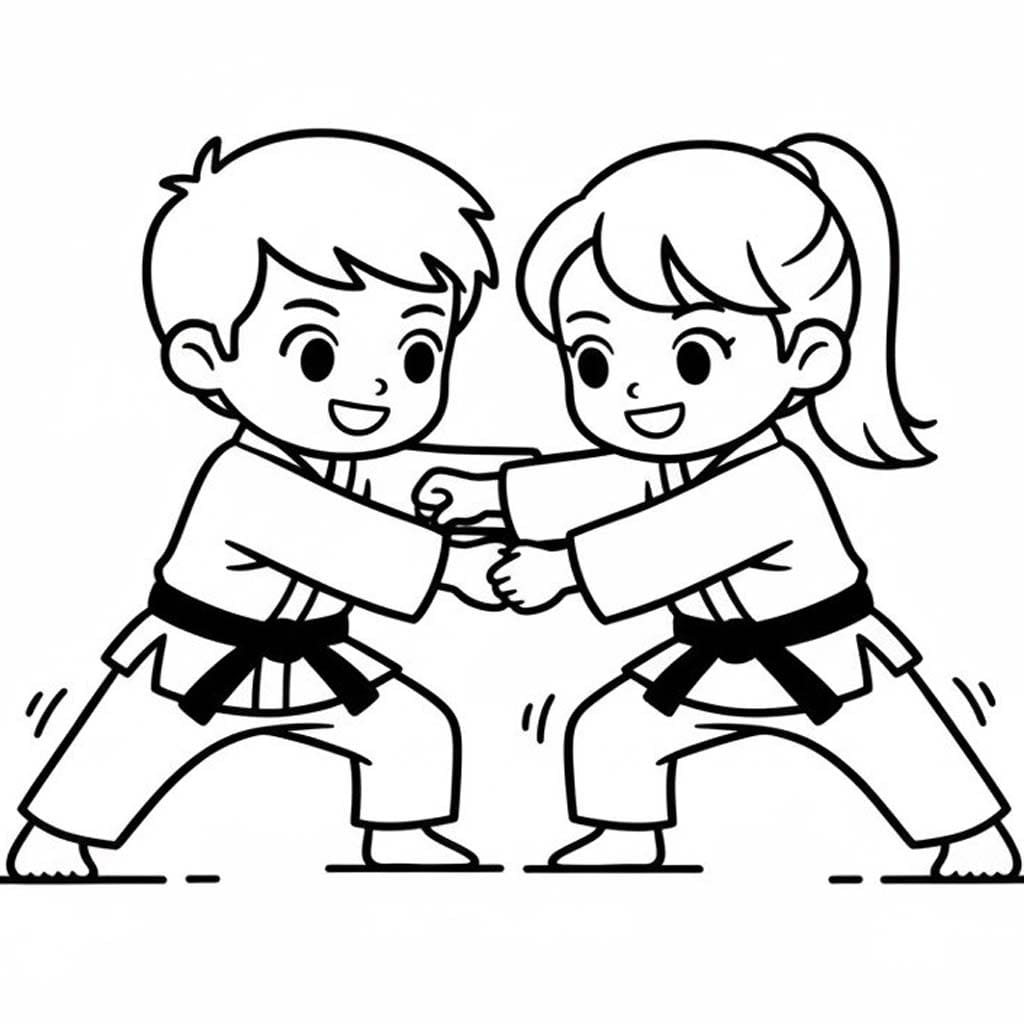 柔道 簡単 ぬりえ