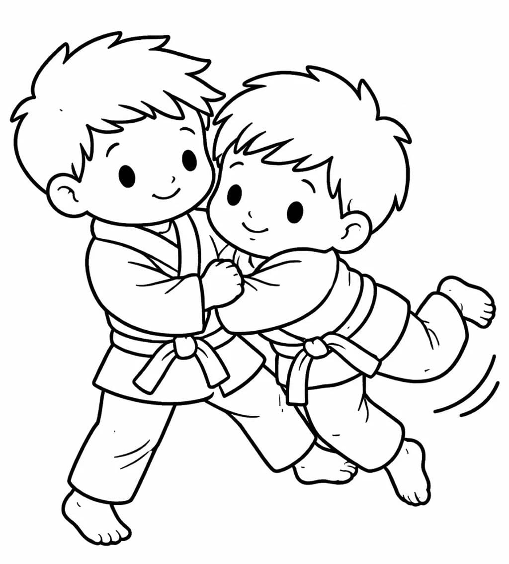 柔道 単純 ぬりえ