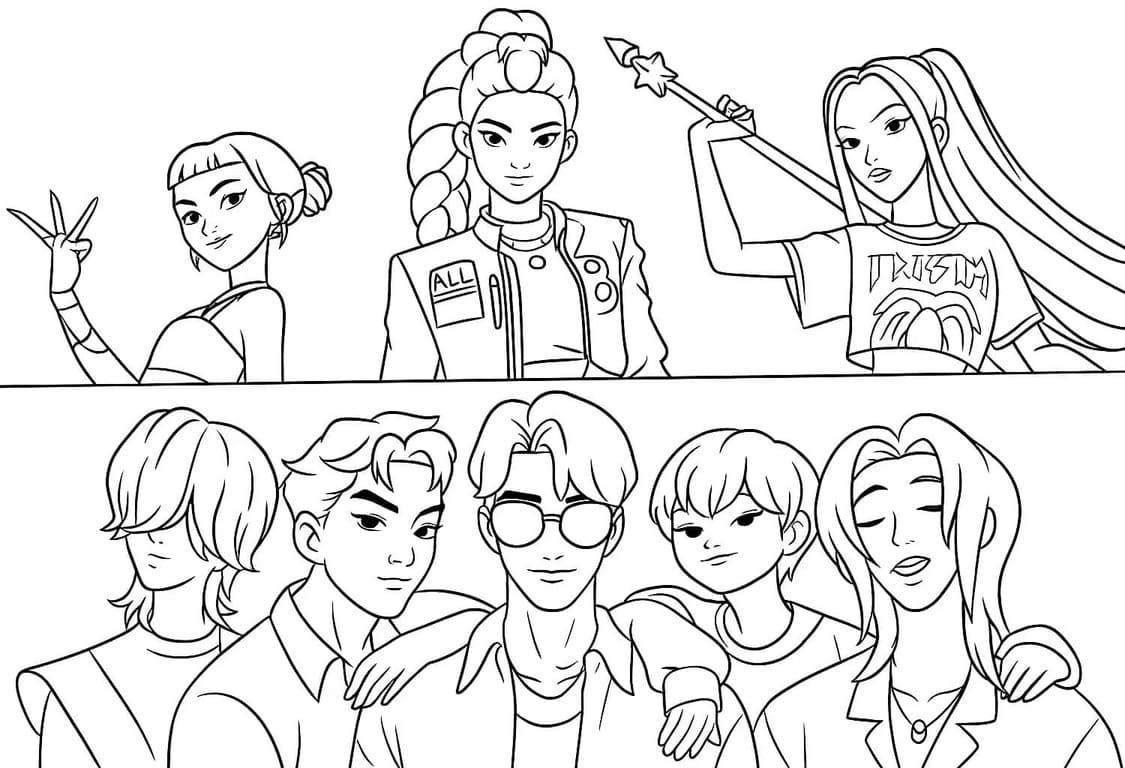 K-POP デーモンハンターズ 8 ぬりえ