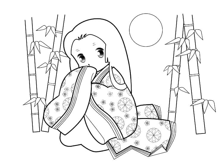 かぐやひめ 7 ぬりえ