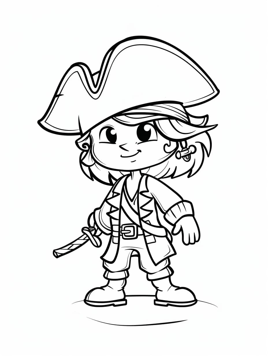 海賊の絵を印刷できる ぬりえ