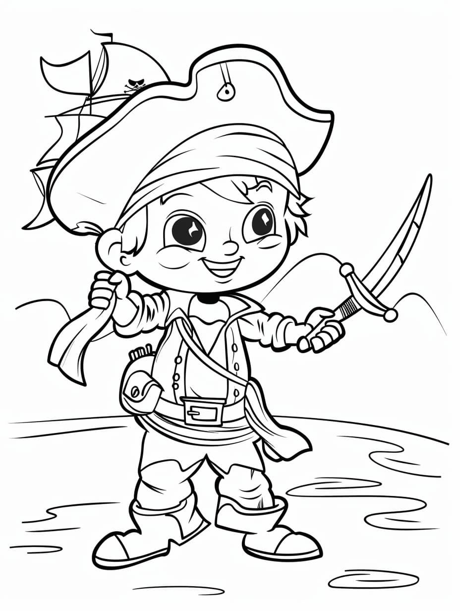 海賊を簡単に描く ぬりえ