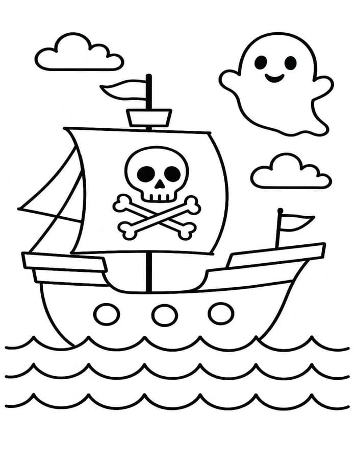 海賊船 描く ぬりえ