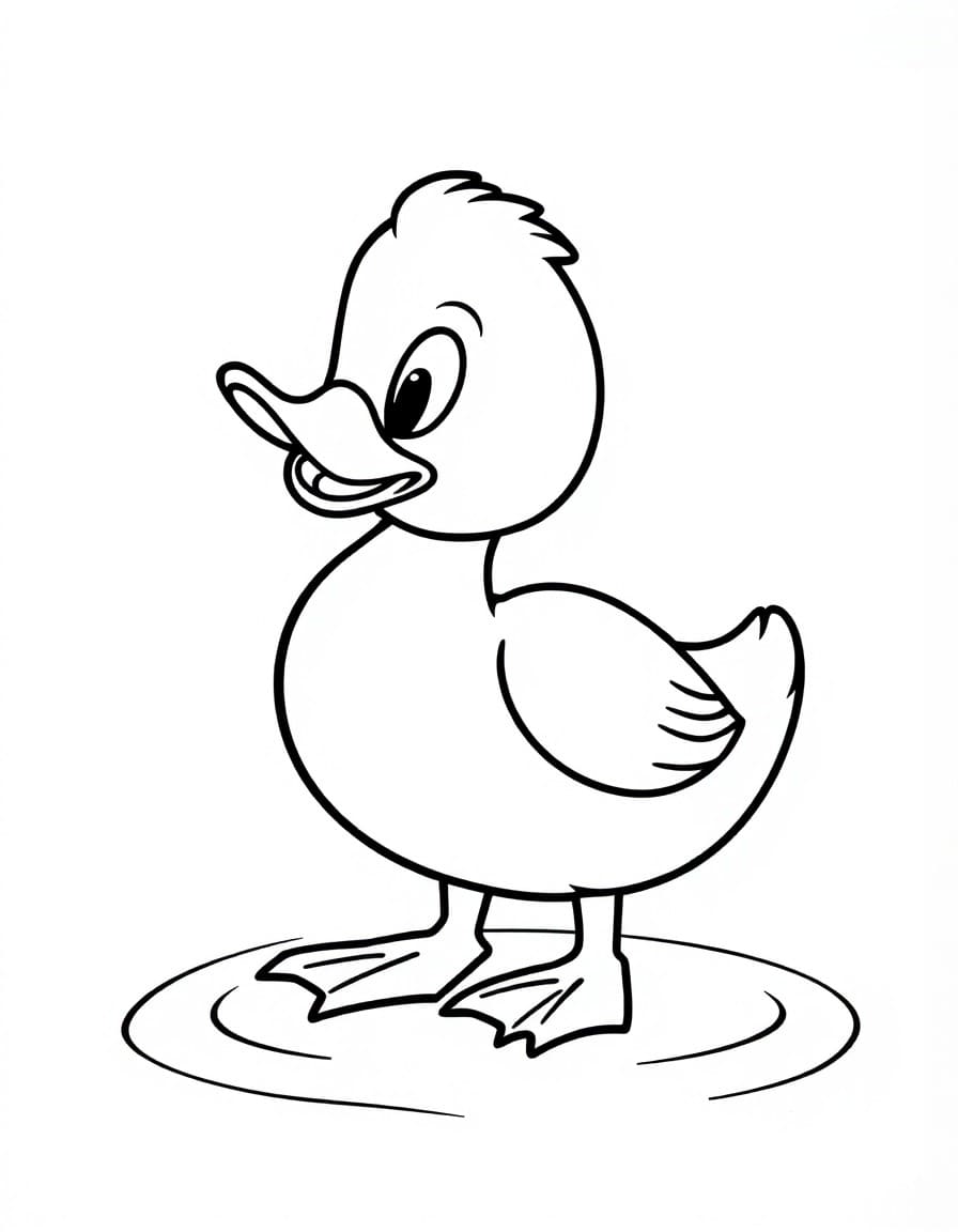 描くアヒル 4 ぬりえ