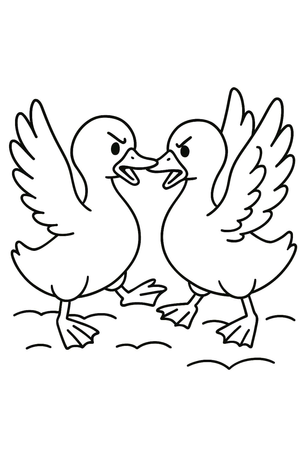 描くアヒル 5 ぬりえ