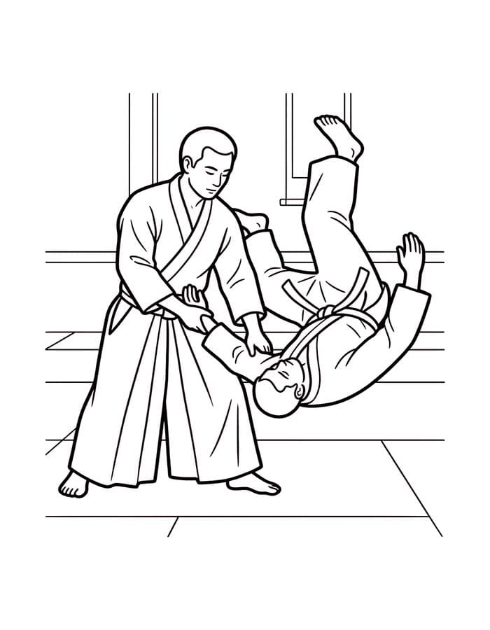 描く 合気道 ぬりえ
