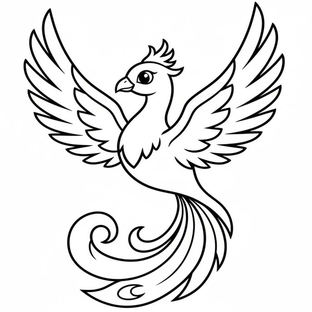 描くフェニックス ぬりえ