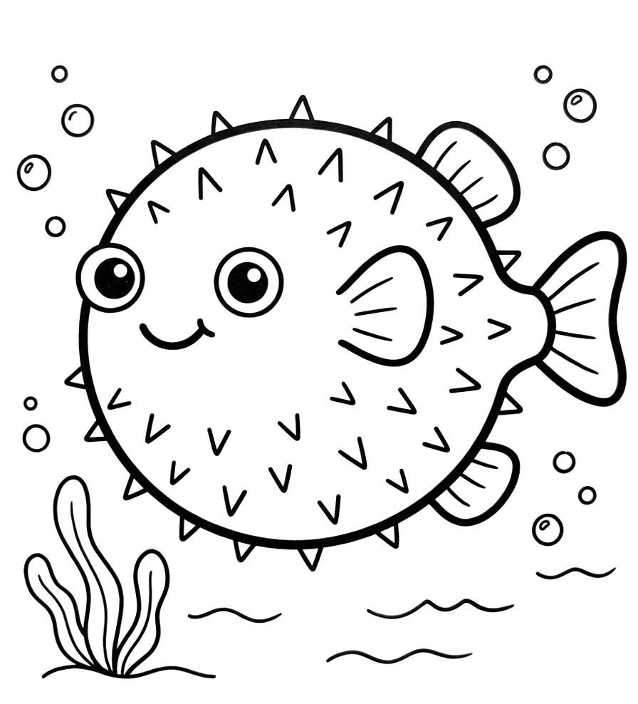 描く フグ ぬりえ