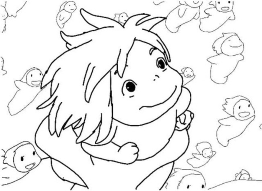 描く崖の上のポニョ印刷可能 ぬりえ