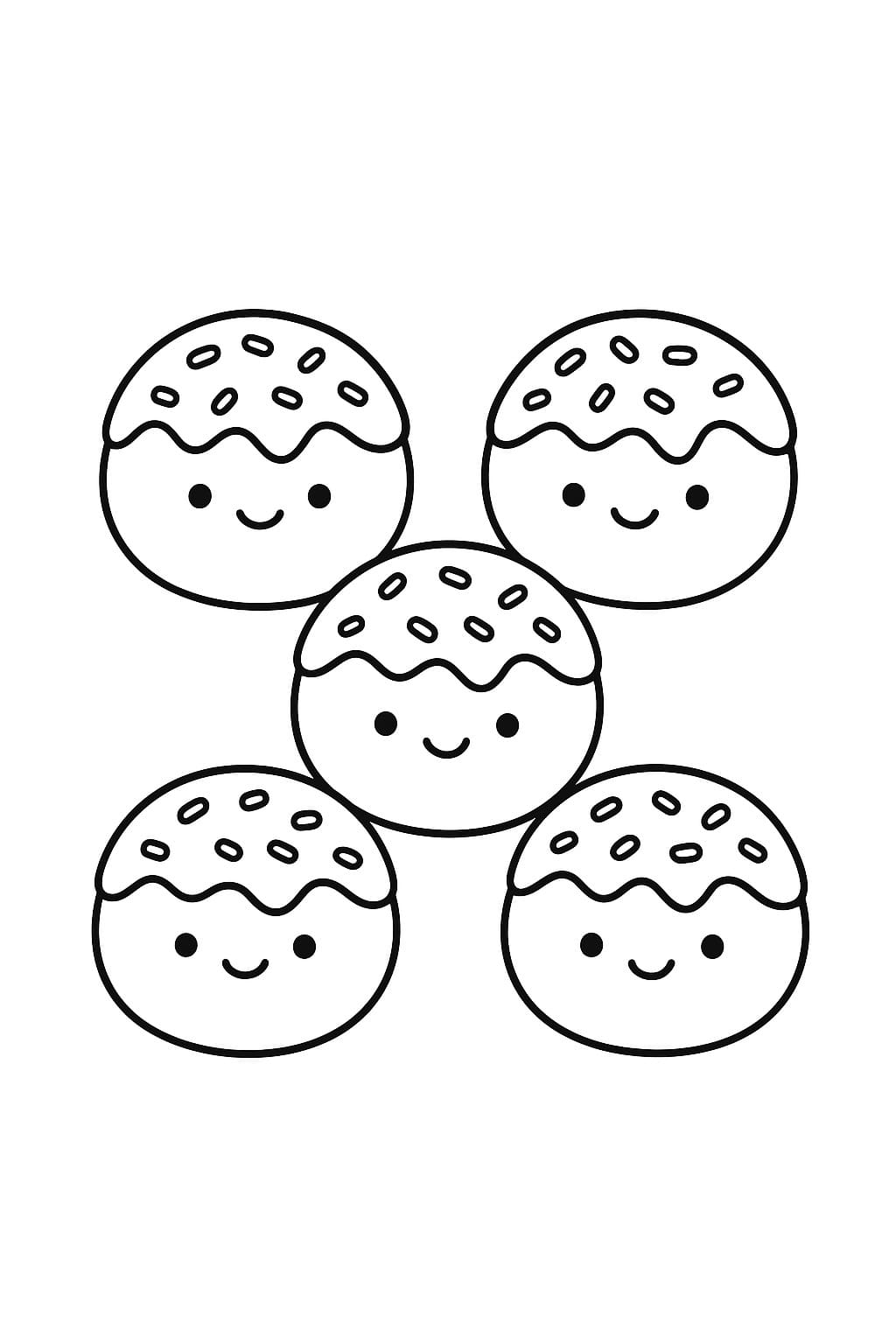 描く五 たこ焼き ぬりえ
