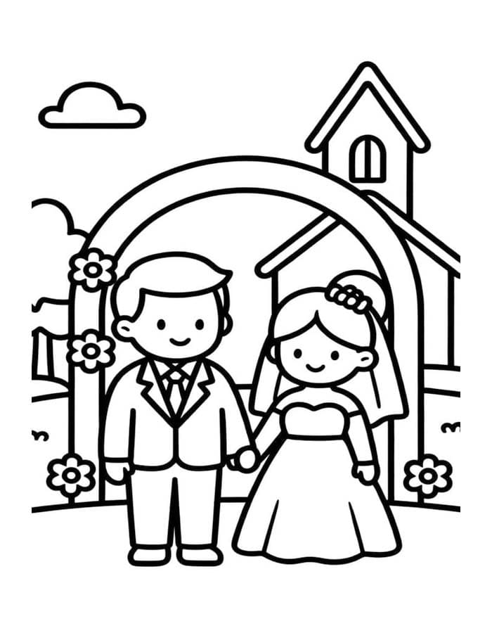描く 結婚式 ぬりえ
