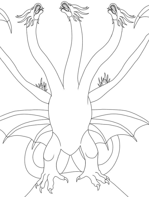 描くキングギドラかっこいい ぬりえ