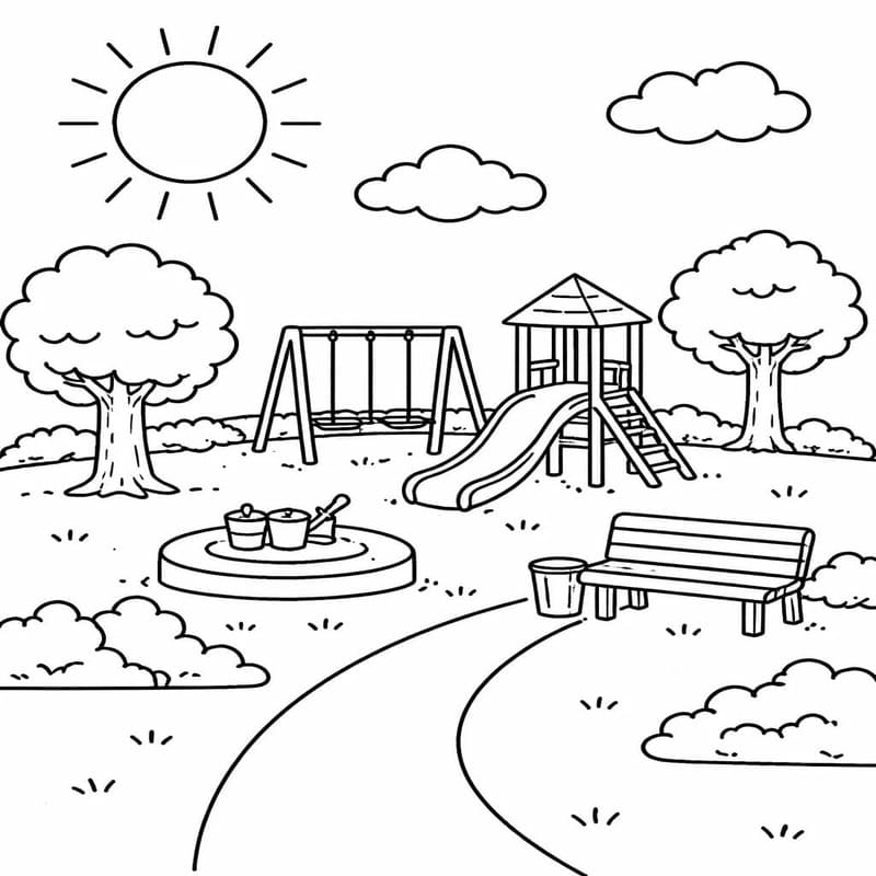 描く 公園 ぬりえ