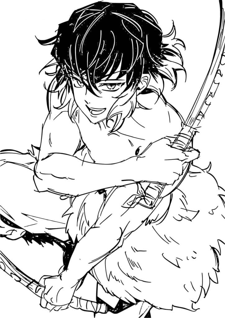 嘴平伊之助 ぬりえ ぬりえ