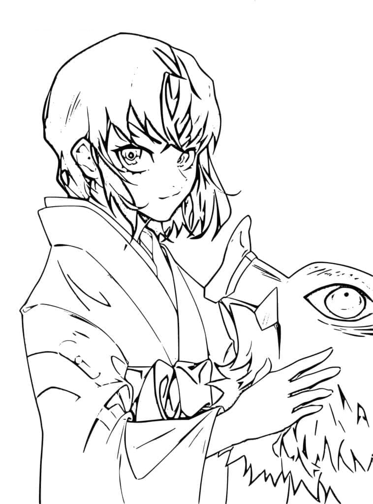 描く 嘴平伊之助 基本的な ぬりえ