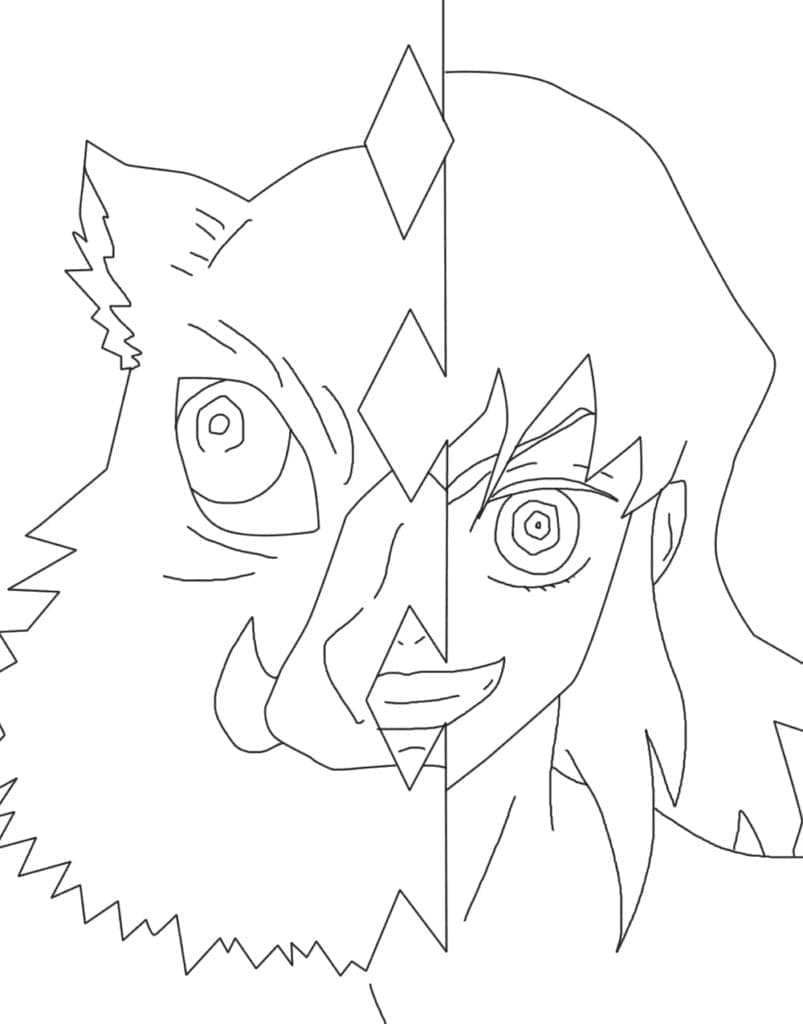 描く 嘴平伊之助 単純 ぬりえ