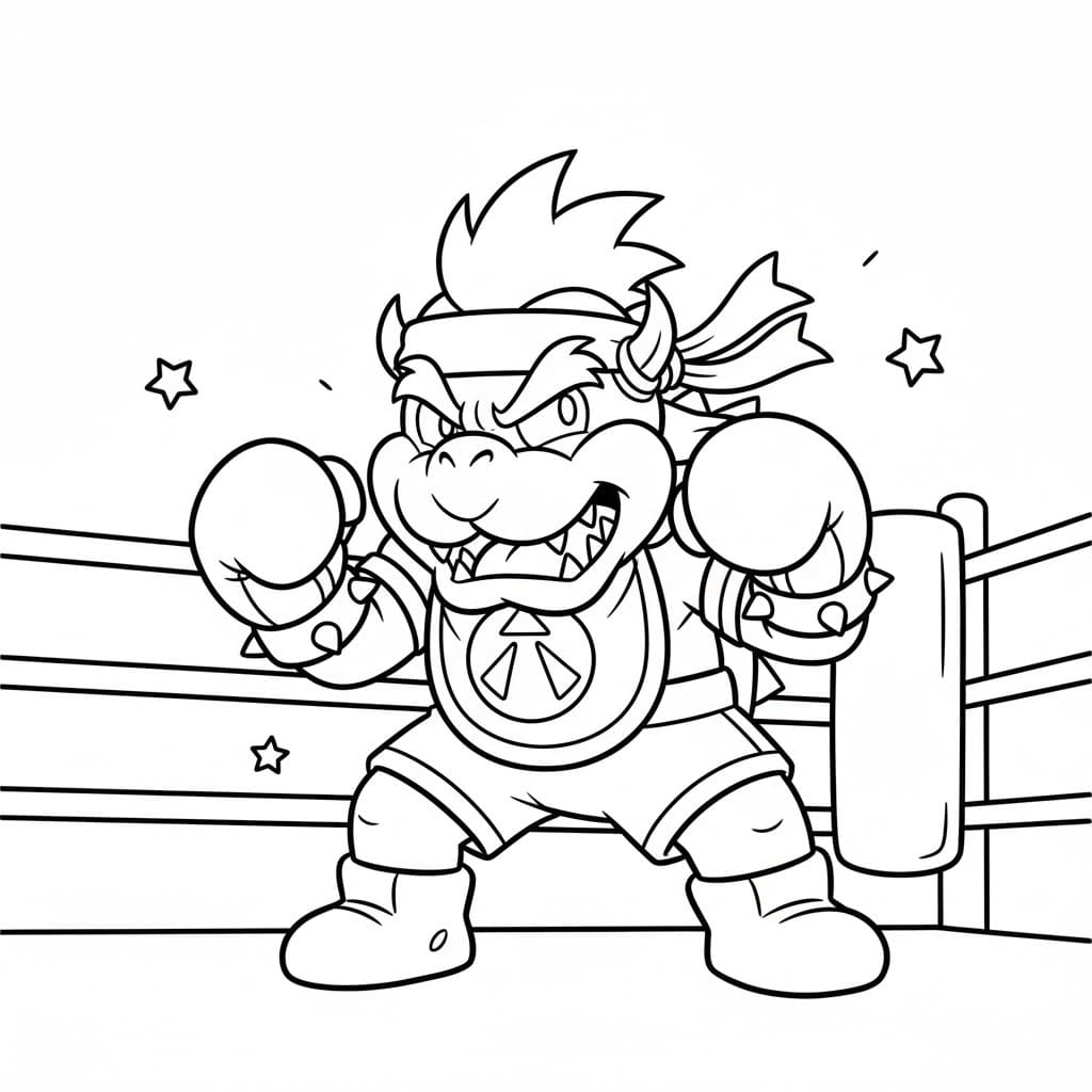 描く クッパJr ボクシング ぬりえ