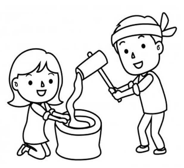 描く 餅 ぬりえ