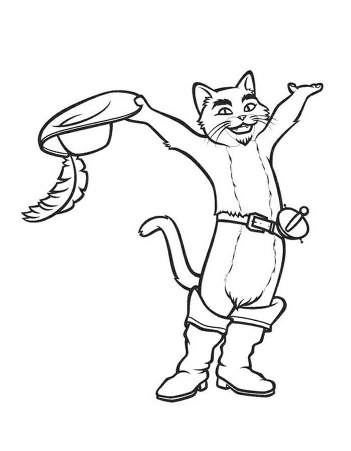 描く 長ぐつをはいたネコ ぬりえ