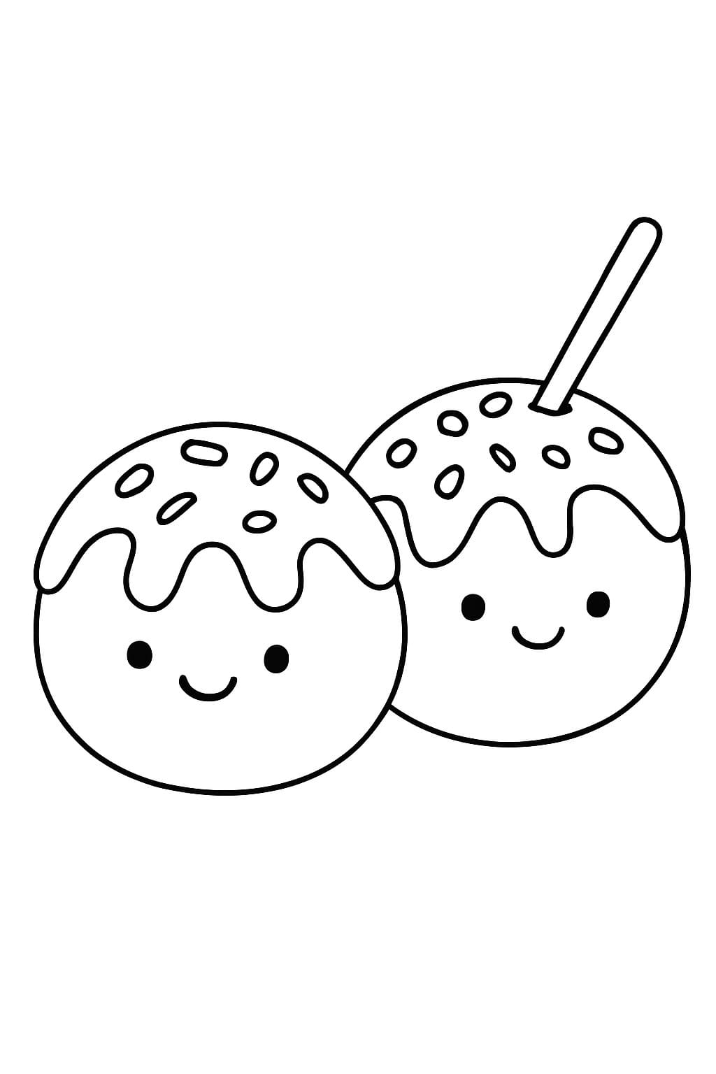 描く二 たこ焼きかわいい ぬりえ