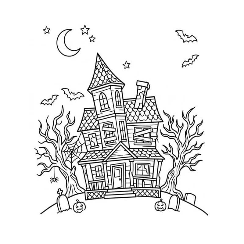 描く お化け屋敷 ぬりえ