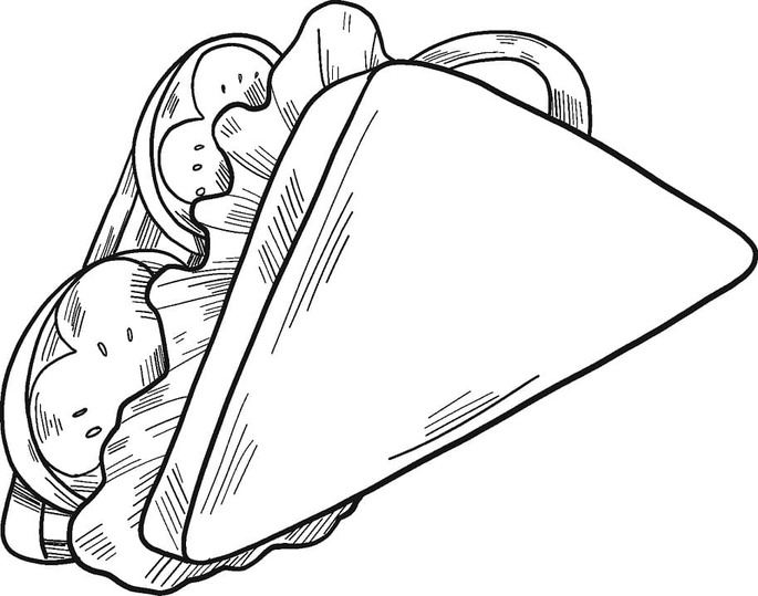 描くサンドイッチ ぬりえ