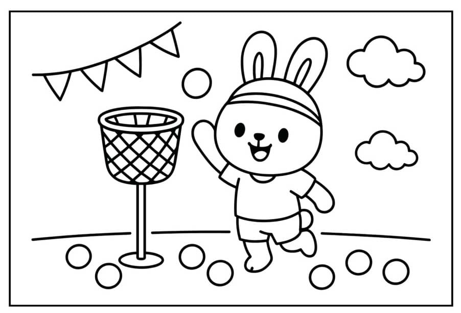 描くスポーツの日 単純 ぬりえ