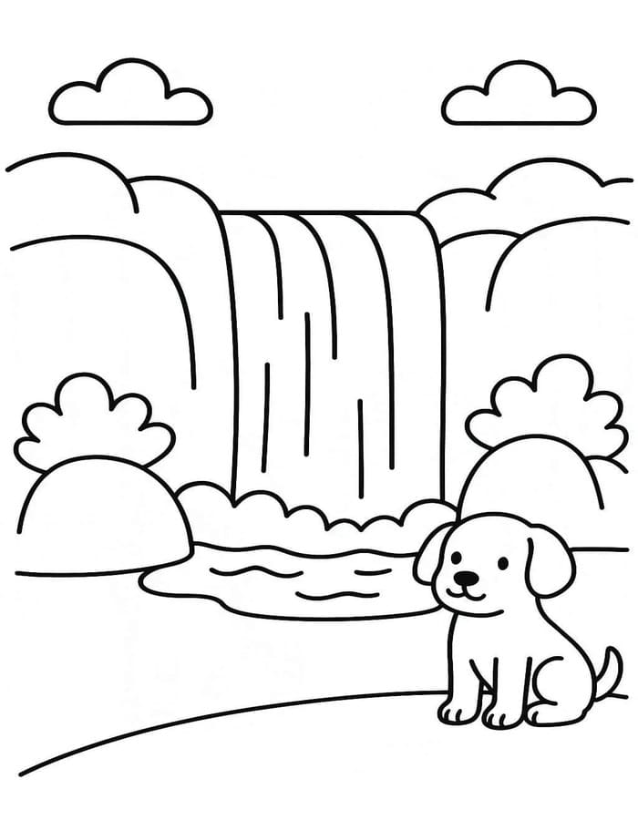 描く 滝 ぬりえ