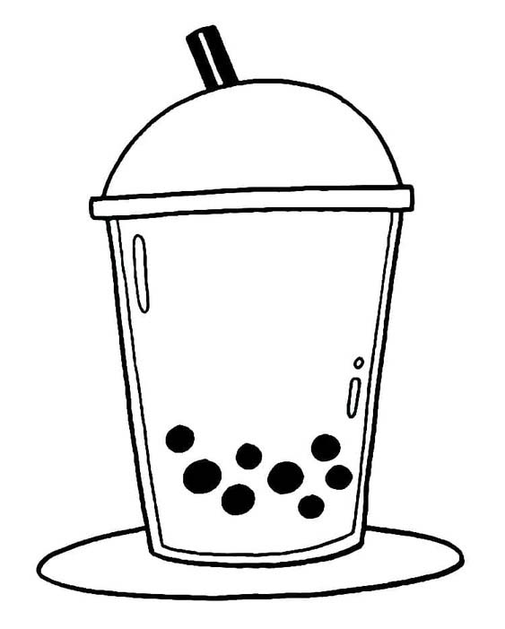 描くタピオカティー ぬりえ