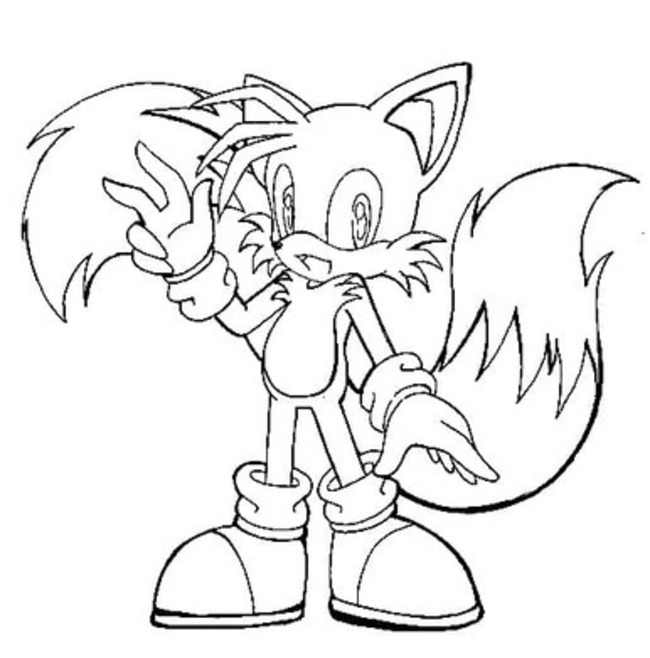 描く テイルス ぬりえ