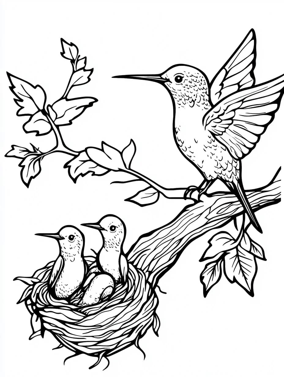 描く鳥 1 ぬりえ