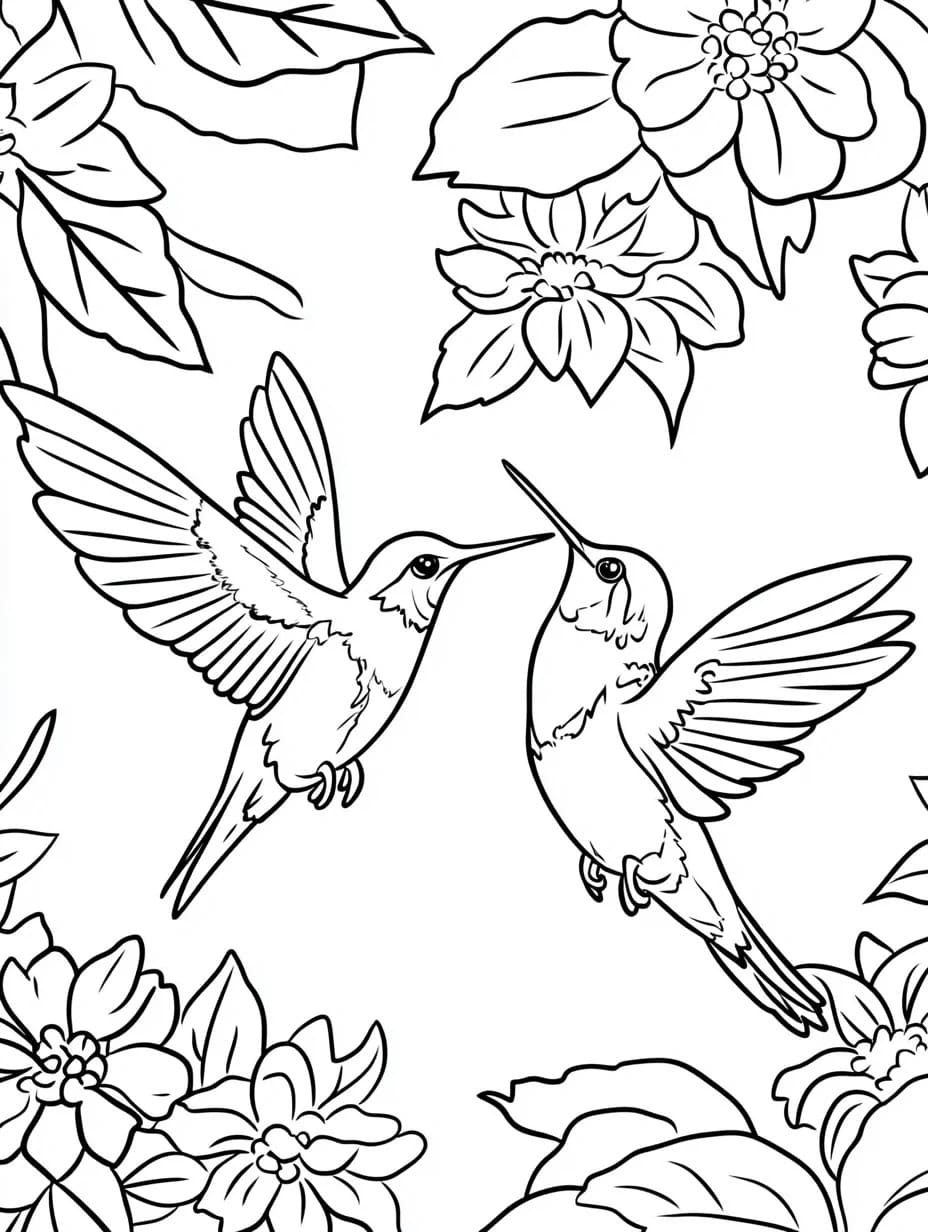 描く鳥 4 ぬりえ