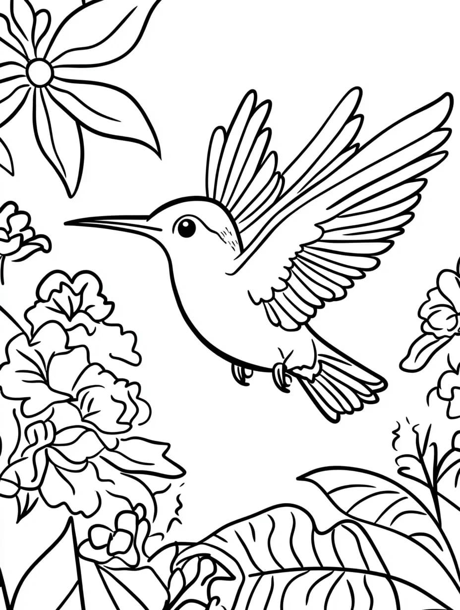 描く鳥 5 ぬりえ