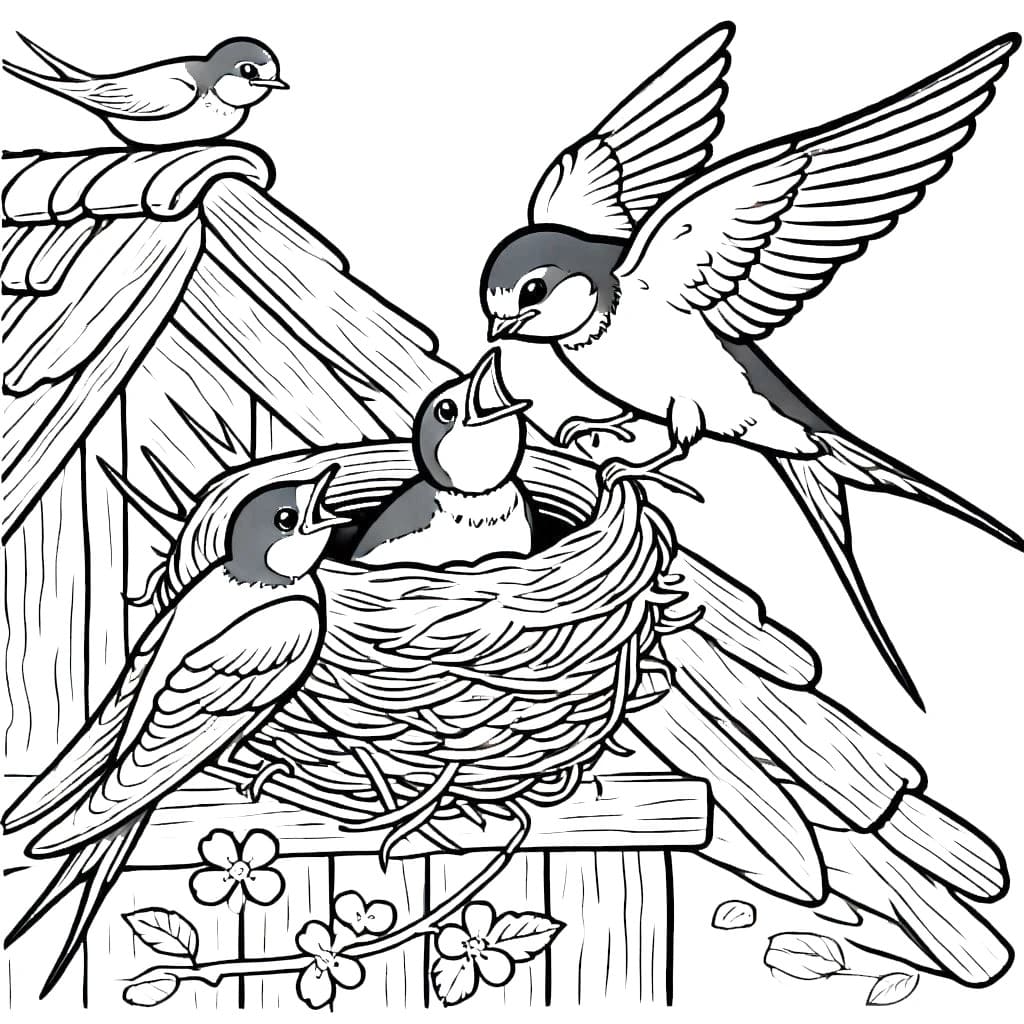 描く鳥 7 ぬりえ