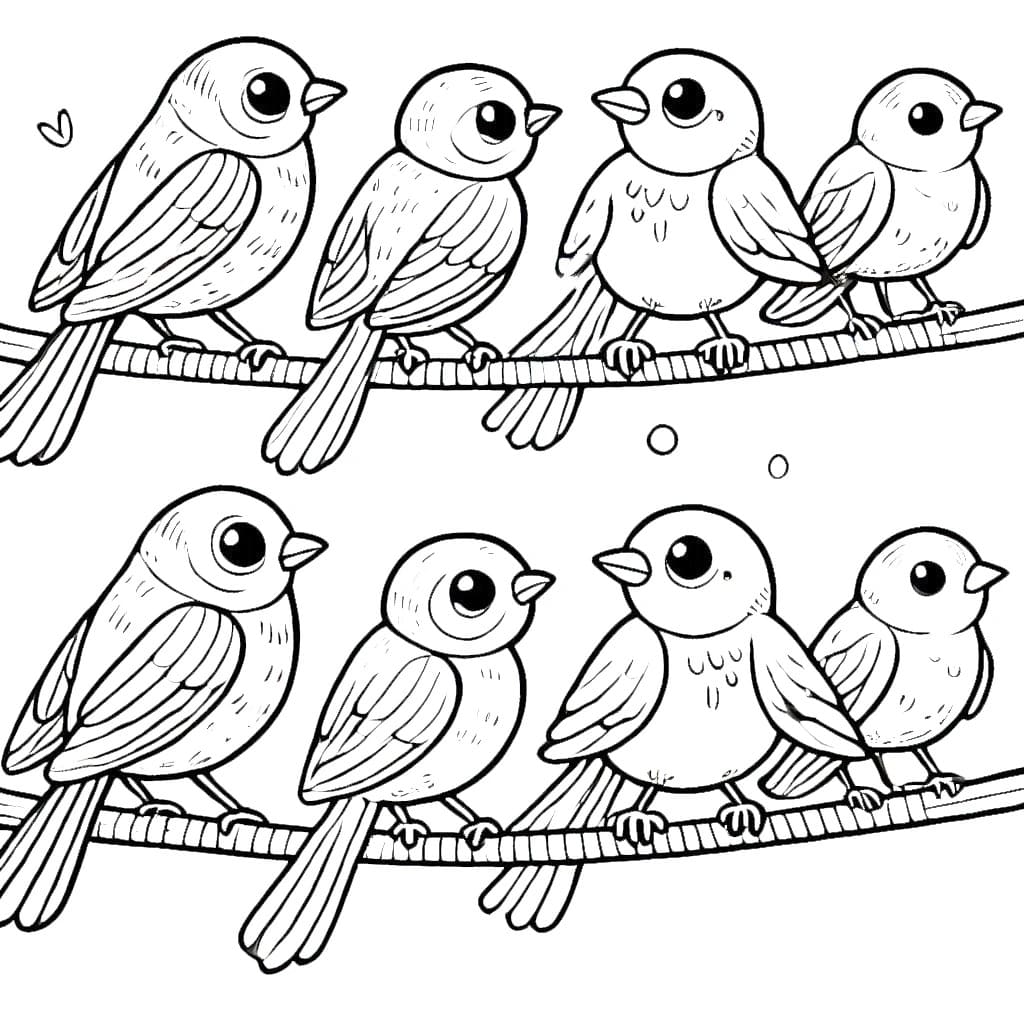 描く鳥 8 ぬりえ