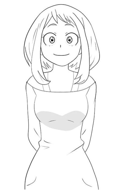 描く 麗日お茶子 ぬりえ